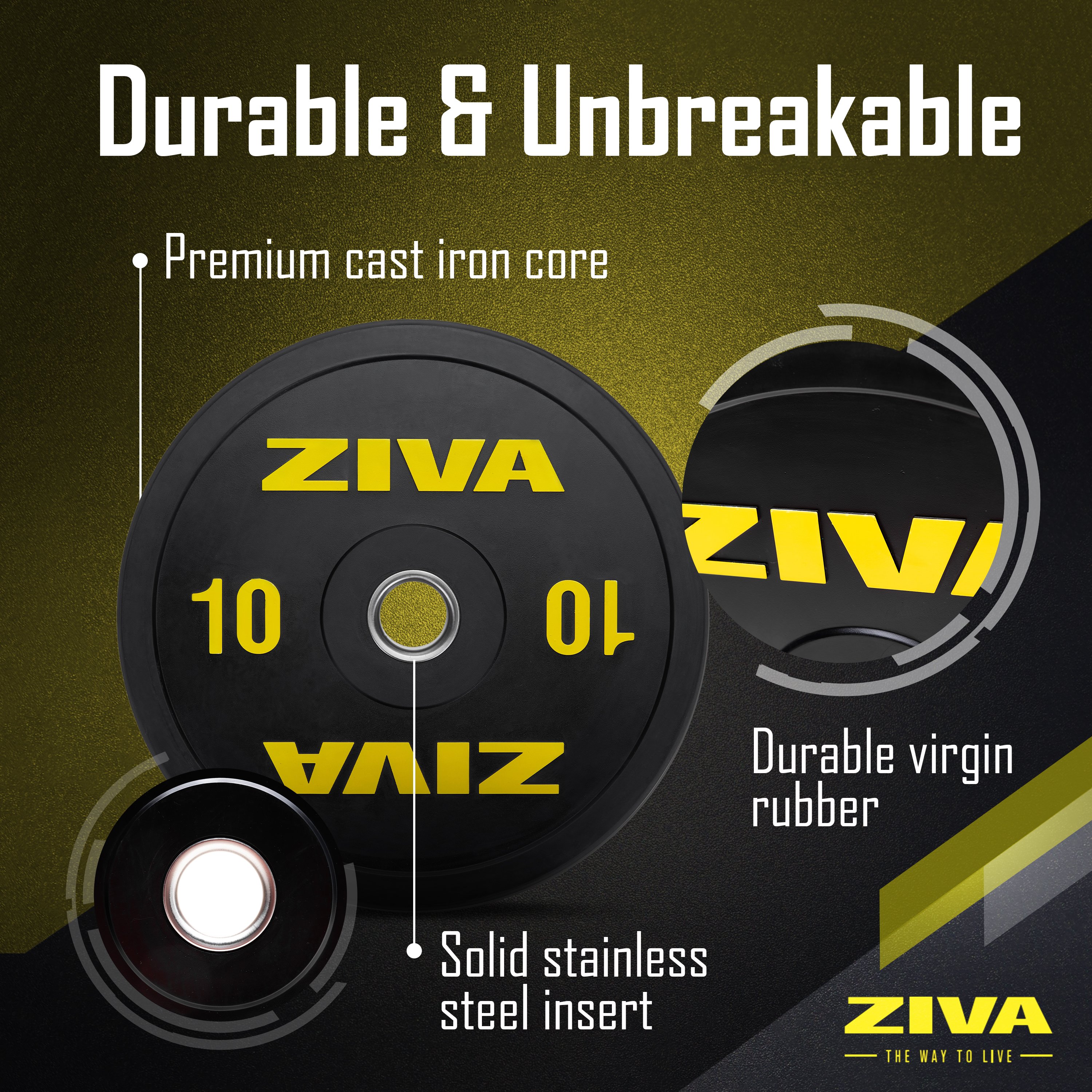 Durable and unbreakable. Premium cast iron core. Solid stainless steel insert. Durable virgin rubber.